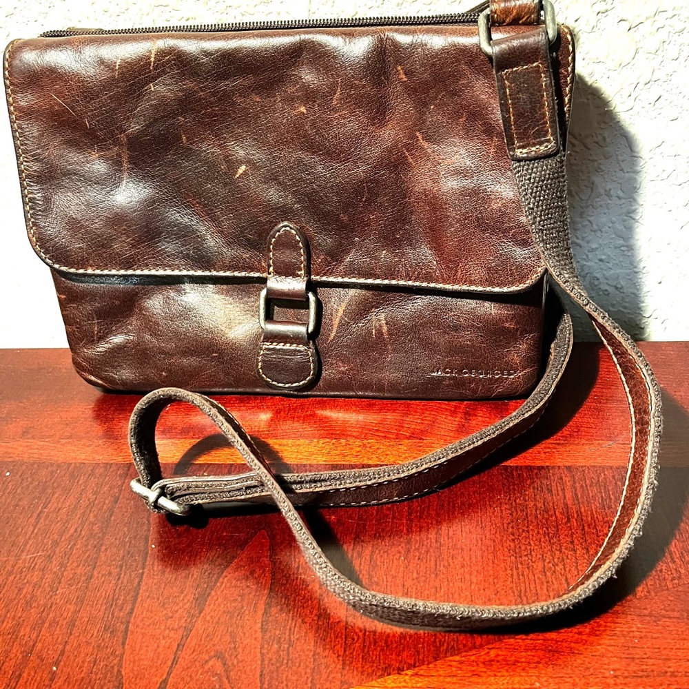 Jack Georges Brown Natural Leather crossbody